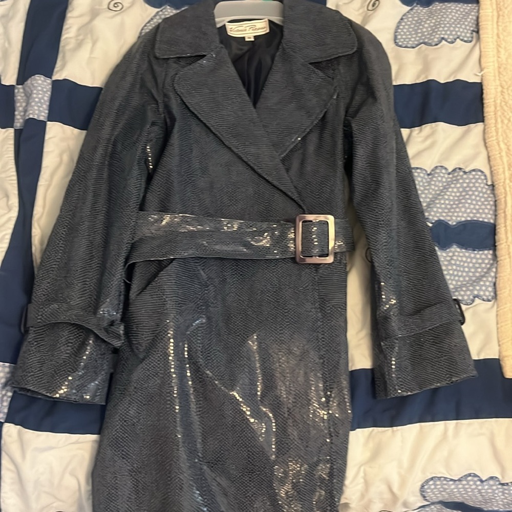 Victoria Pappas Vintage metallic print trench coat size M